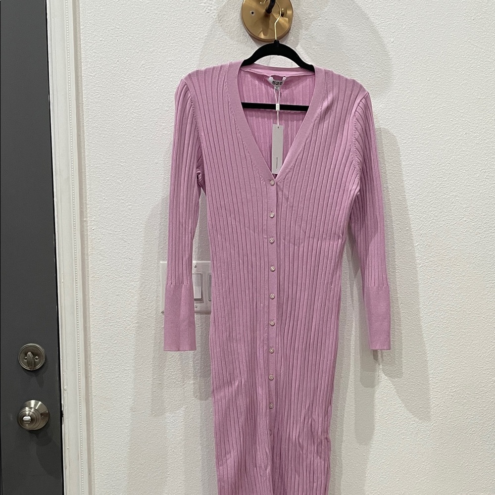 525 America Lavender Long Sleeve Ribbed Dress